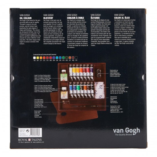 Van Gogh Oil Colour Wooden Box Set Inspiration with 14 Colours in 40ml Tube + Accessories